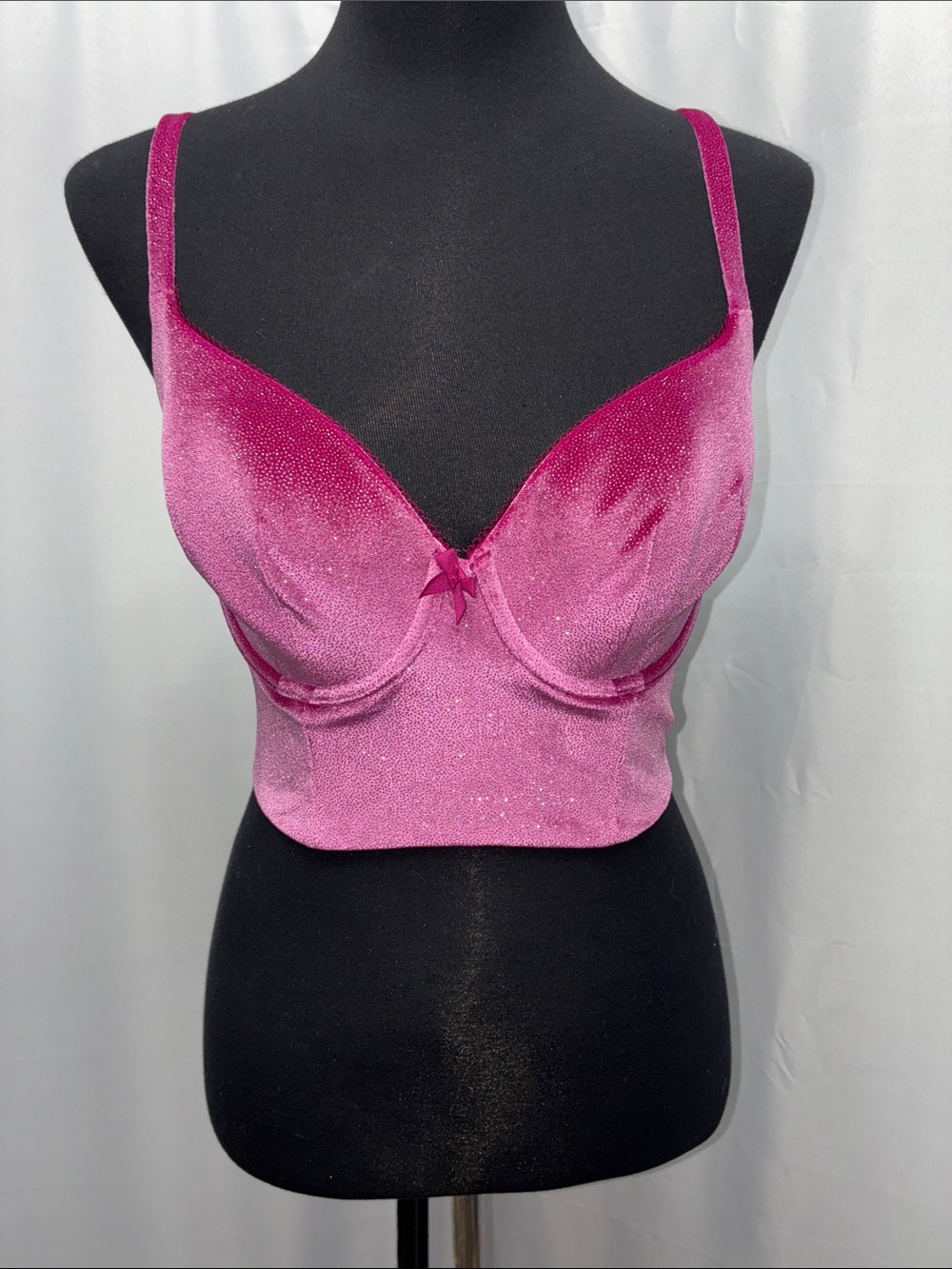 Victoria's Secret Pink Shimmery Velvet Longline Bra Top size 34DD